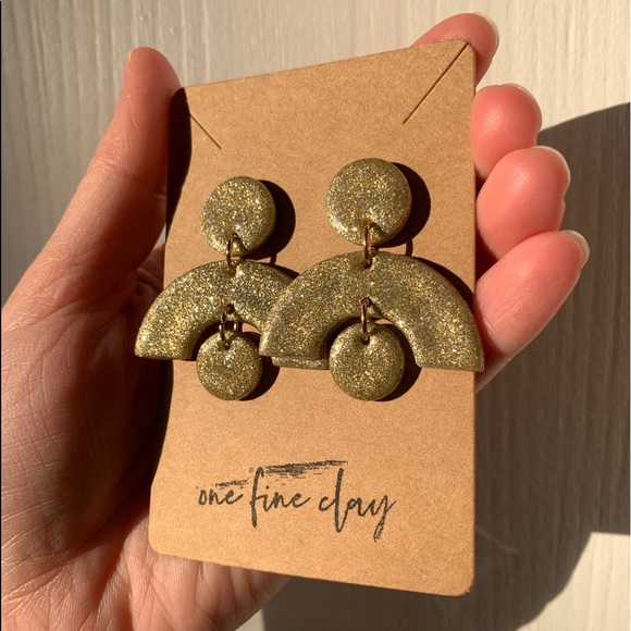 Gold Glitter Clay Earrings!